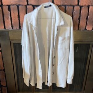 White Ribbed Women's Cardigan